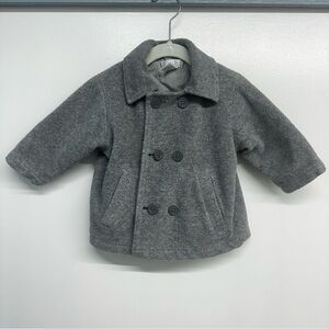 The Children’s Place Grey Fleece Peacoat Jacket 12 M Coat Toddler Girls Boys